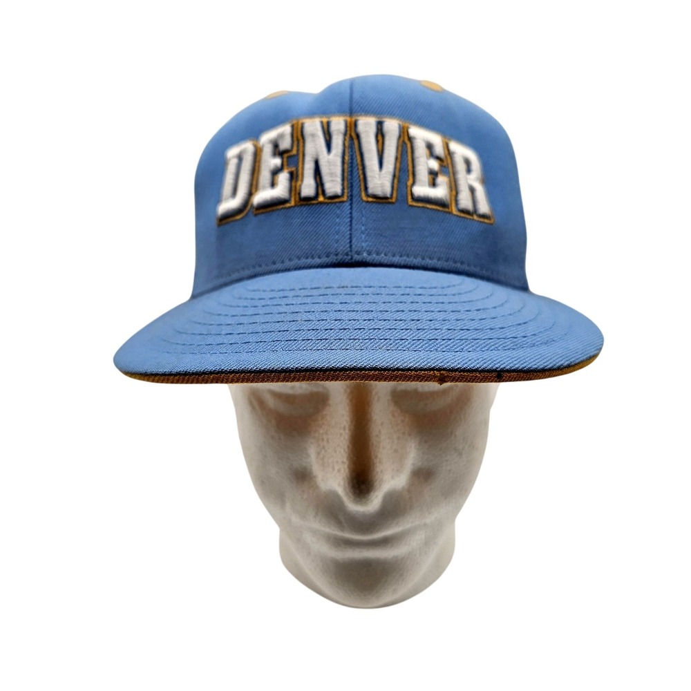 Denver Nuggets Hat Cap Fitted Mens Blue White Gold NBA‎ Basketball Reebok
